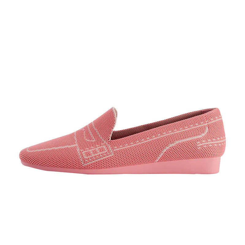 Comfortable Slip On Square Toe Loafers - Coral