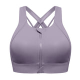 Power On Zip Front Racerback High Impact Sports Bra - Grey