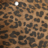 Leopard Print Canvas Tote Bag – Leather Strap Shoulder Bag with Snap Closure