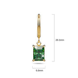 Bullion Gold Faye Emerald Green Rectangular Drop Pendant Hoop Earrings