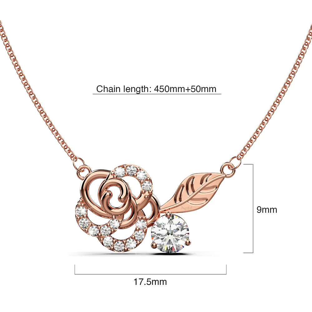 Krystal Couture Rose Petal Pendant Necklace in Rose Gold Embellished with SWAROVSKI Crystals
