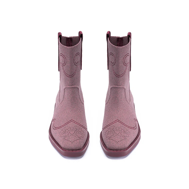 Knit Cowboy Boots - Mauve