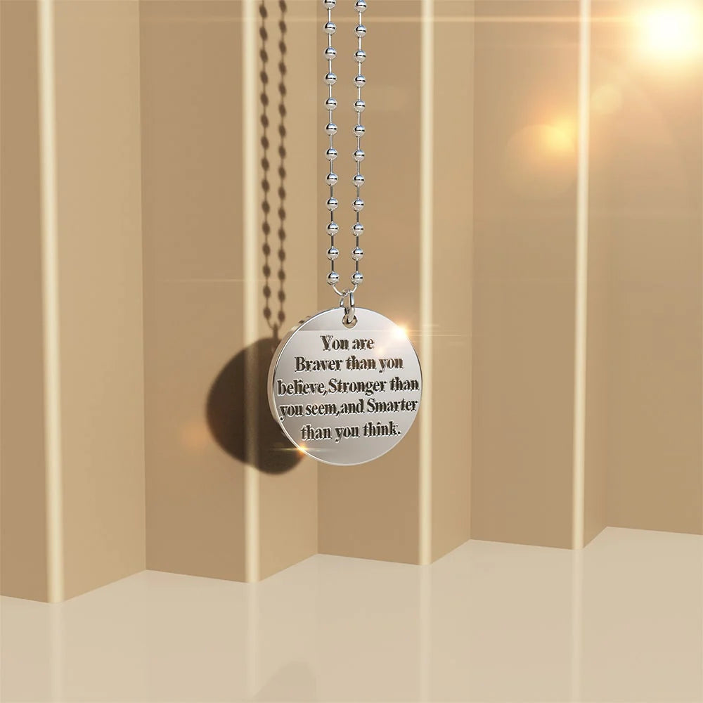 Bullion Gold Brave Inscriptions Pendant Necklace