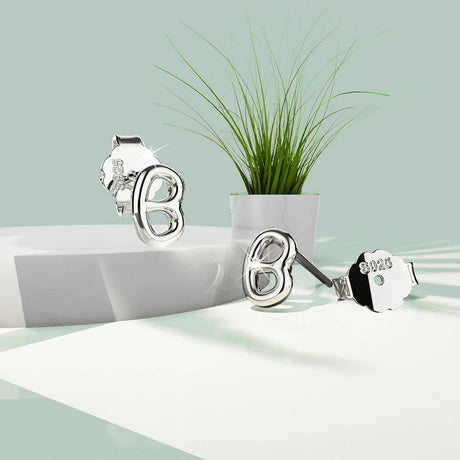 Solid 925 Sterling Silver Initial Alphabet Personalised Stud Earrings
