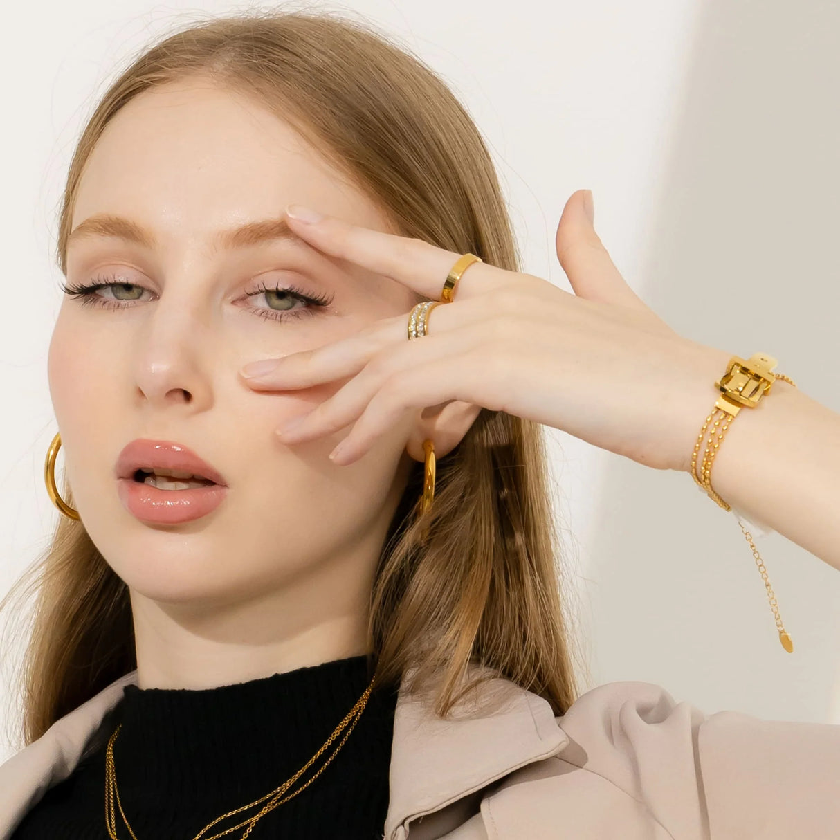 Bullion Gold Luca Gold Buckle-Pendant Bracelet