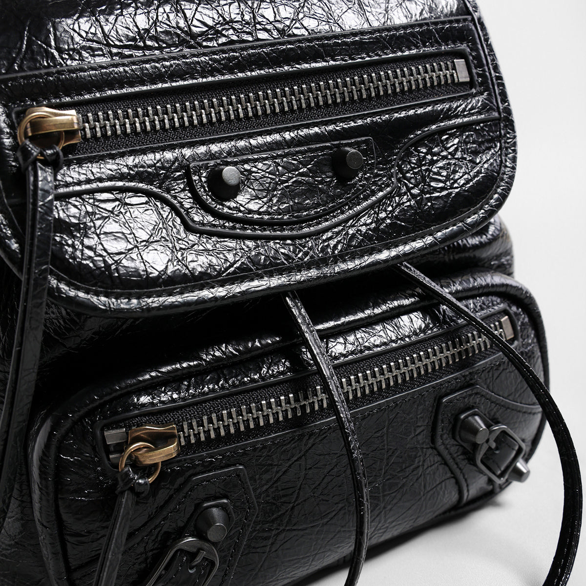 Crinkled Oil-Wax Leather Biker Backpack – Convertible Leather Bag