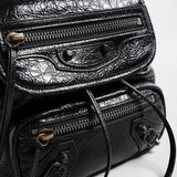 Crinkled Oil-Wax Leather Biker Backpack – Convertible Leather Bag