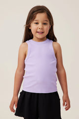 Cotton On Kids Girls Fitted Essential Tank - Lilac Drop Rib