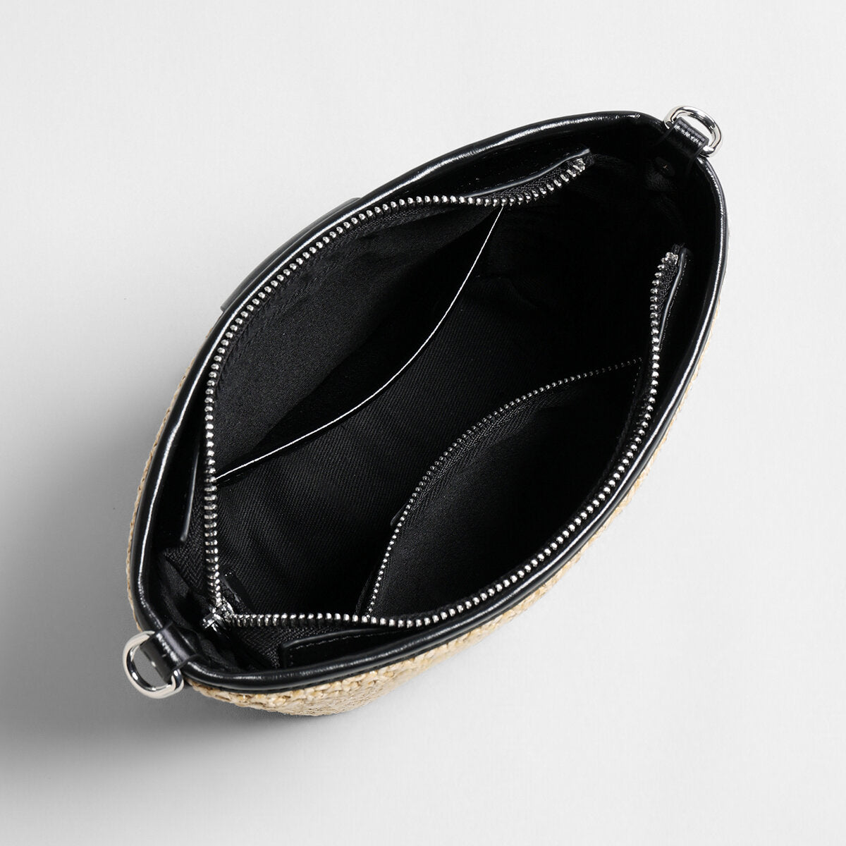 Striped Woven Straw Crossbody Bag - Natural