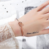 Boxed Single Knotted Tie Promise Necklace and Bangle Set in Rose Gold Plated