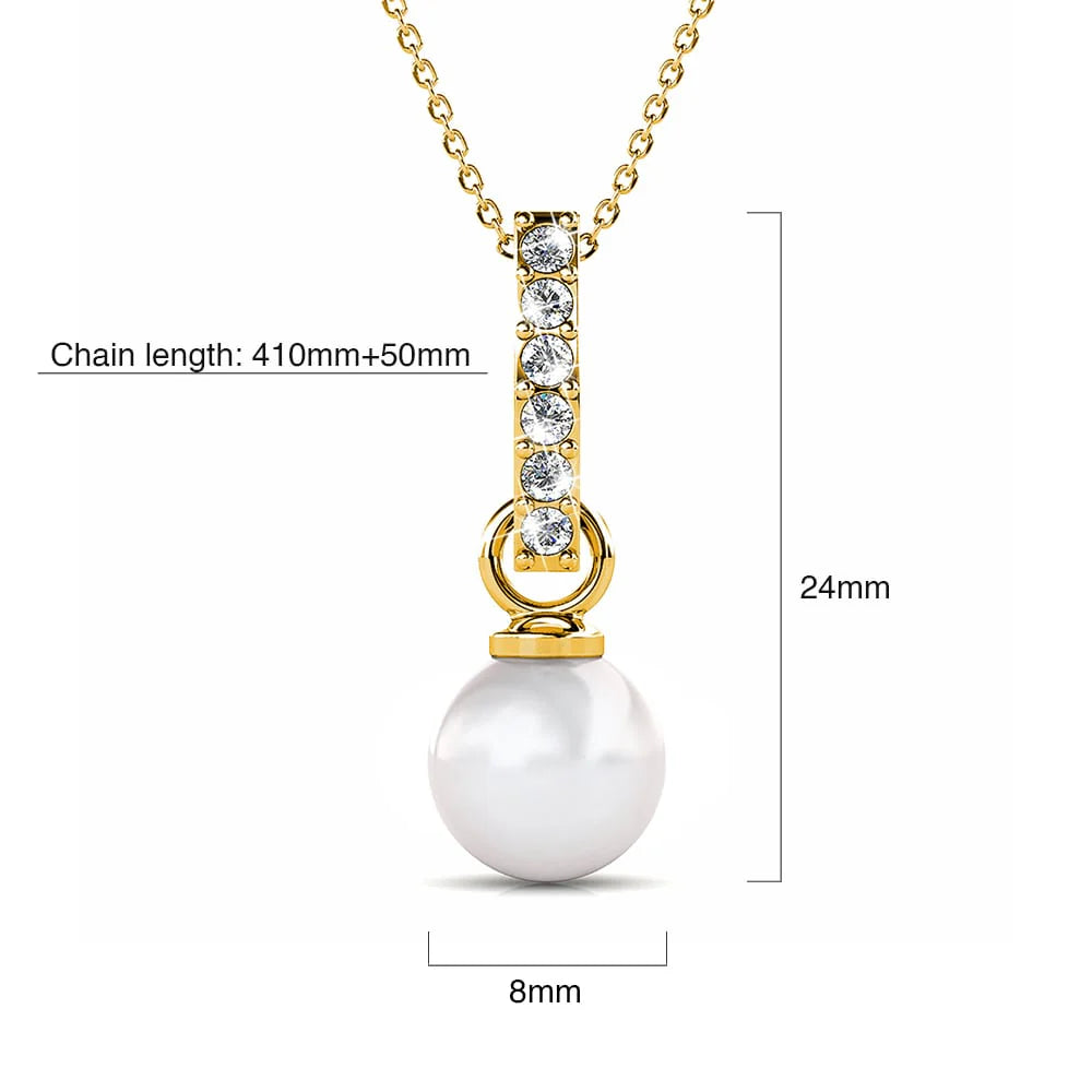 Krystal Couture Luminous Pearl Pendant Necklace in Gold Adorned with Crystals from Swarovski