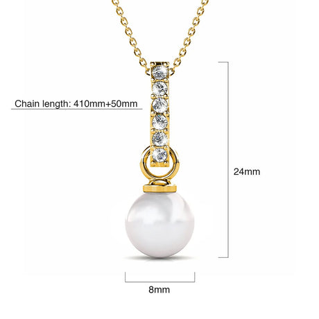 Krystal Couture Luminous Pearl Pendant Necklace in Gold Adorned with Crystals from Swarovski