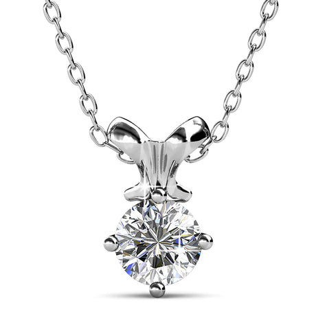 Krystal Couture White Gold Organic Shaped Single Stone Necklace Embellished with SWAROVSKI Crystals