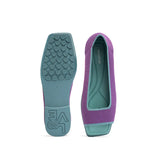Colorblock Peep Toe Knit Flats - Purple