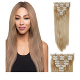 2Pcs Single Colour High Grade Dark Blonde Synthetic Hair  7Piece 16Clips 22"  Straight 2X