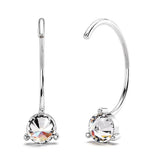 Solid 925 Sterling Silver Reverse Simulated Diamond Earrings
