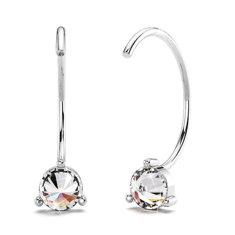 Solid 925 Sterling Silver Reverse Simulated Diamond Earrings