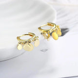 Bullion Gold Boho Medallion Huggie Gold Earrings