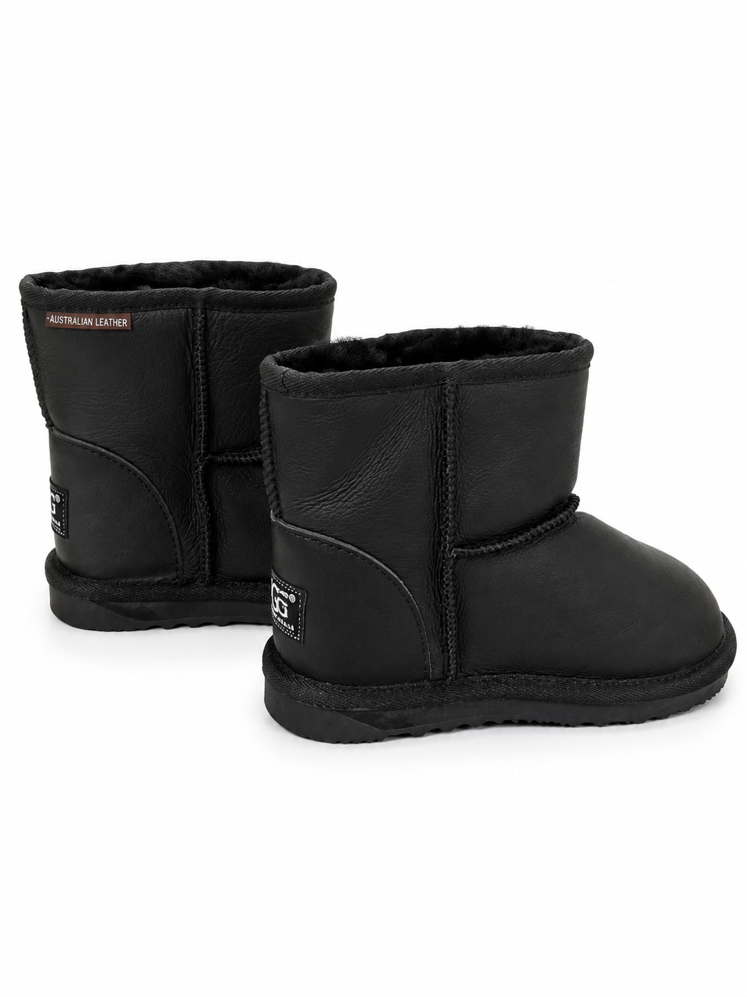 Australian Leather Ugg Kids Classic Leather Short - Black - AU1