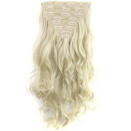 24" Wavy Curly Thick High Synthetic Hair Extension Blonde 7Piece 16Clips