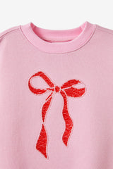 Cotton On Kids Girls Sammy Oversized Crew - Marshmallow/Bow Beads
