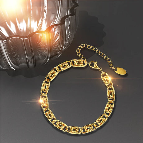 Boxed Bianca Fancy Clip Link Chain Gold Choker Necklace and Bracelet Set