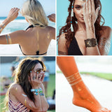 Metallic Temporary Tattoo Gold Silver Glitter Party Body Sticker Waterproof 2 Sheets 072