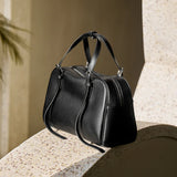 Nalandu Vintage Leather Bowling Bag - Black