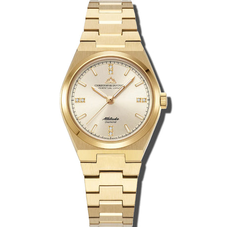 Christophe Duchamp Attitude Double Diamond - Champagne Dial & 316L Stainless Steel Strap