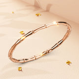 Bullion Gold Trunket Bamboo Design Stainless Steel Bangle in Rose Gold