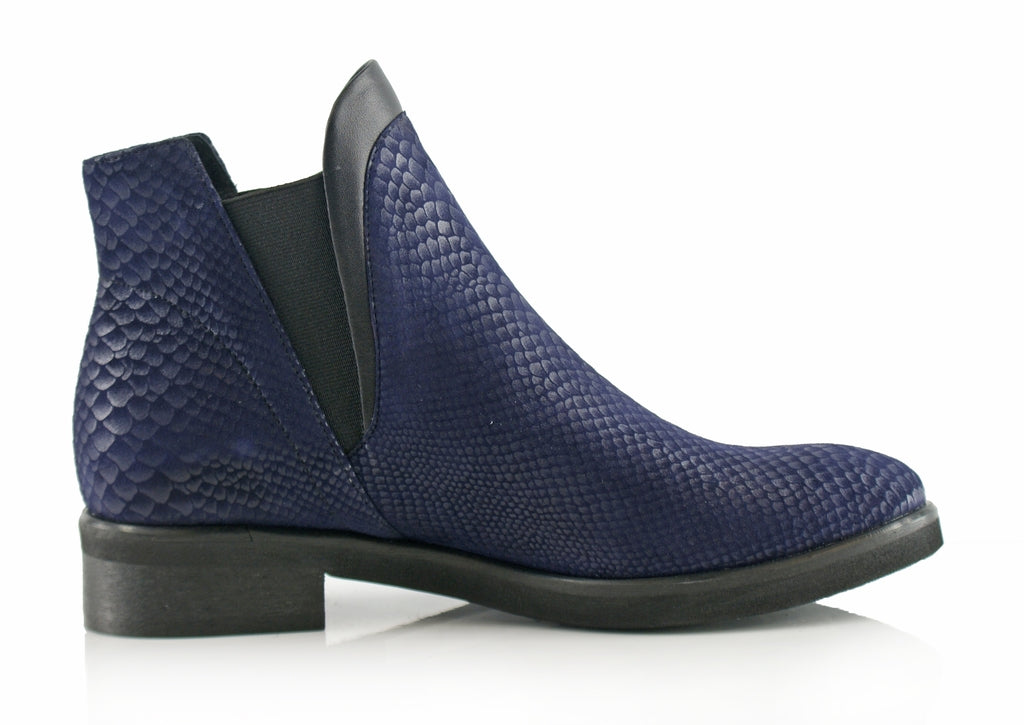 Bosccolo Womens Ankle Boots Aligator - Navy Blue Aligator
