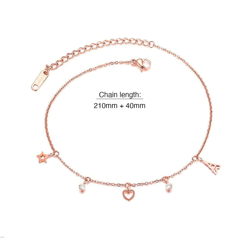 Bullion Gold Dangling Stacey Charming Beach Feet Jewellery Rose Gold Layered Anklet