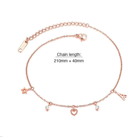 Bullion Gold Dangling Stacey Charming Beach Feet Jewellery Rose Gold Layered Anklet