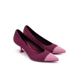 Corporate Color Block Kitten Heels - Wine