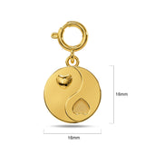 Bullion Gold Yin Yang Heart Gold Charm Necklace