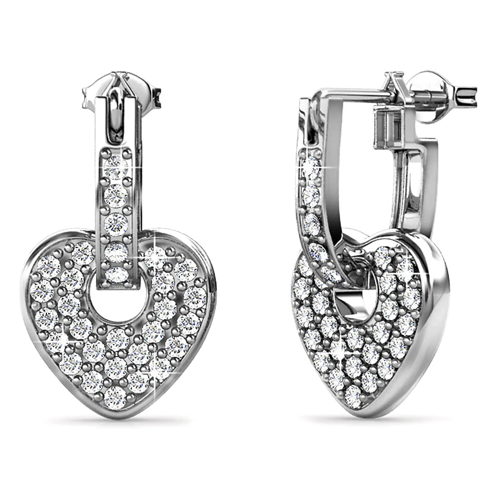 Krystal Couture Heart-Shaped Dangle Earrings Embellished with SWAROVSKI Crystals