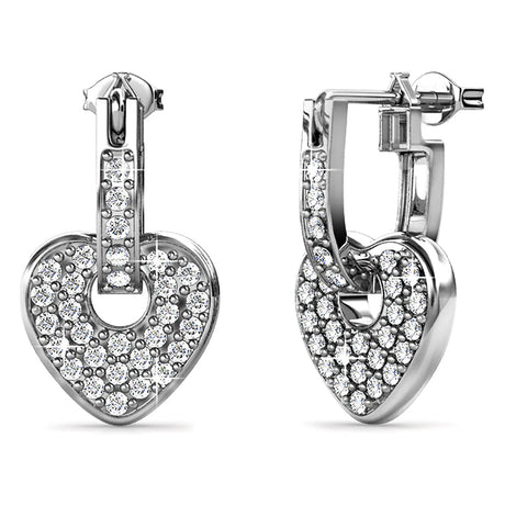 Krystal Couture Heart-Shaped Dangle Earrings Embellished with SWAROVSKI Crystals