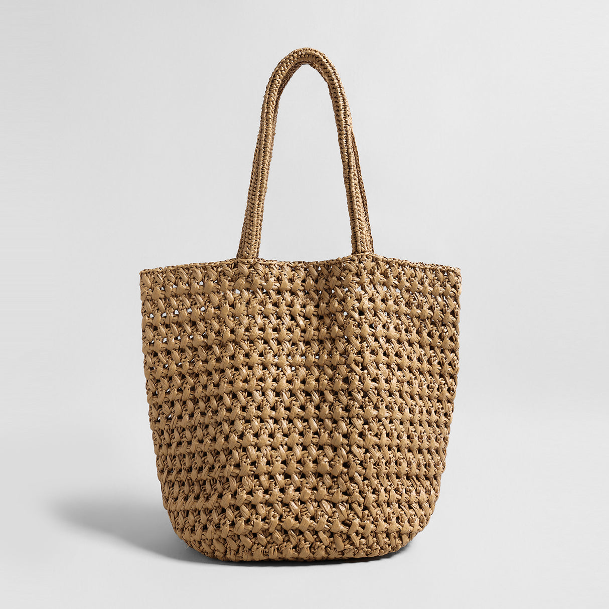 Handwoven Raffia Basket Tote - Natural