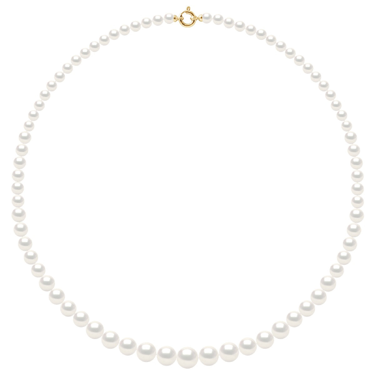 Necklace Row "Princess"falling -Real Cultured Freshwater Pearls Round From 12 To 6 mm - Natural White - Longueur 18 cm