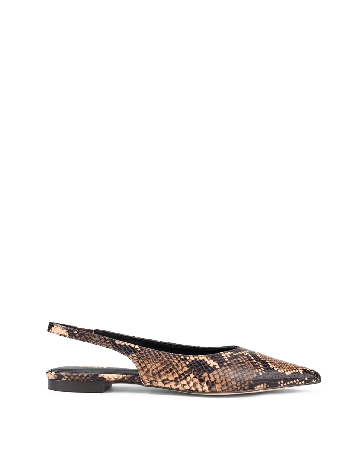 Siren Slingback Flats - Brown Snake Leather