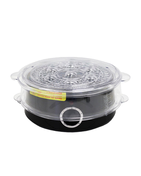 TODO 5L Steam Cooker Steamer 2 Tray 400W Power Dial Timer Healthy Stackable - Black