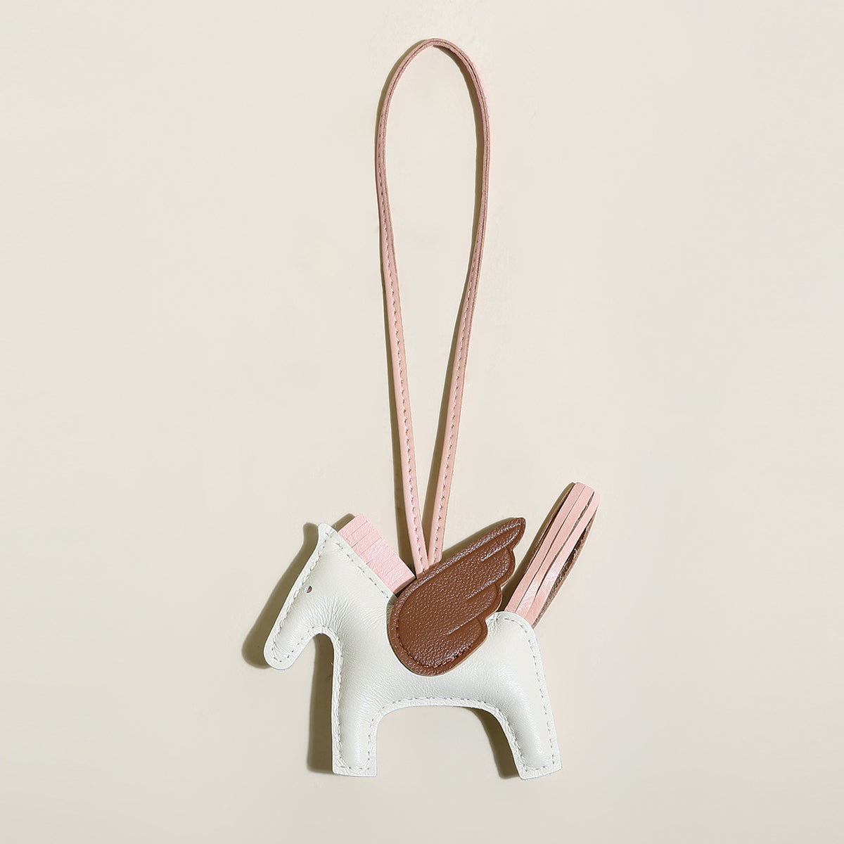 Pegasus Winged Horse Leather Bag Charm - White