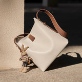 Nalandu Natalia Rabbit Charm Leather Work Tote Bag - Ivory