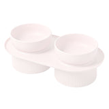 Ceramic Pet Food Bowl Pet Feeder Water Bowl Elevated Dog Cat Food Bowl - White