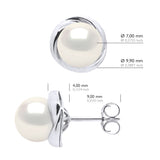 Earrings White Gold - Natural White - Diameter 10 mm