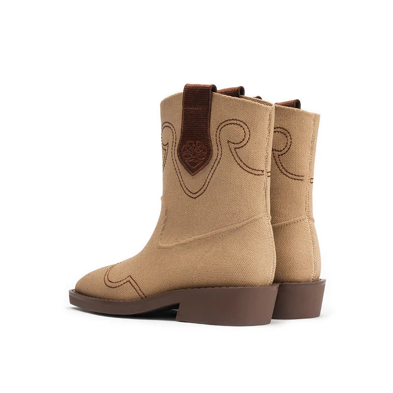 Knit Cowboy Boots - Apricot