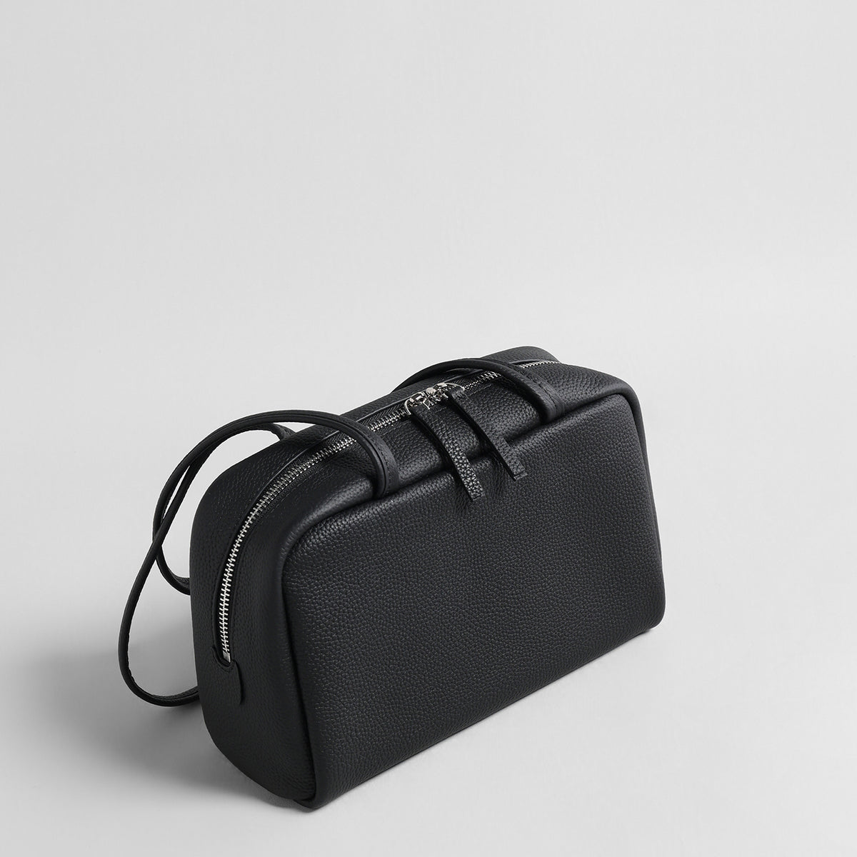 Litchi Grain Leather Boston Bag – Double-Zip Underarm Shoulder Bag