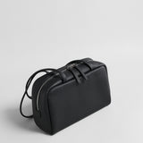 Litchi Grain Leather Boston Bag – Double-Zip Underarm Shoulder Bag