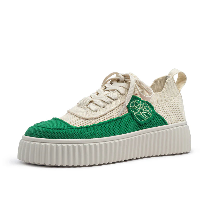 Chunky Platform Knit Sneakers - Green