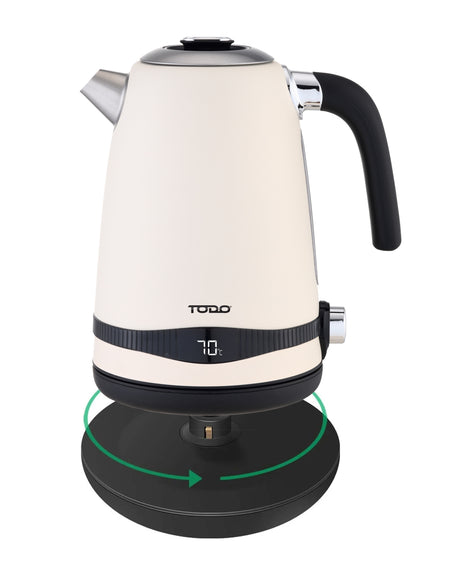 TODO 1.7L Stainless Steel Cordless Kettle Keep Warm Electric Led Water Jug - Cream